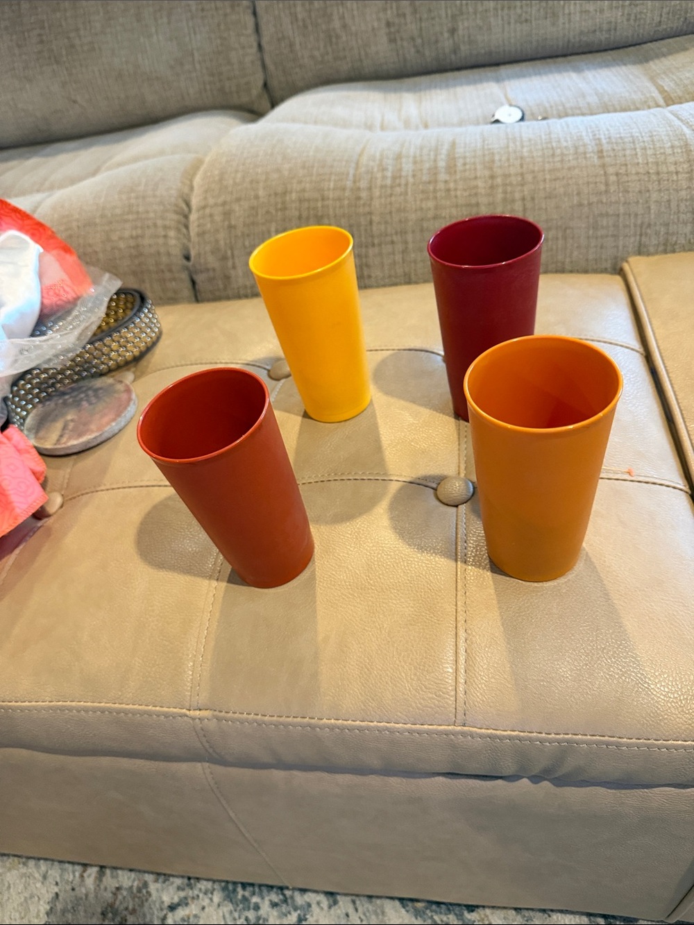 Tupperware Durable Multipack Plastic Tumblers - Set of 4 in Red, Orange, Yellow